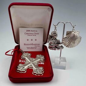 Three Sterling Silver Christmas Ornaments, Including Reed & Barton