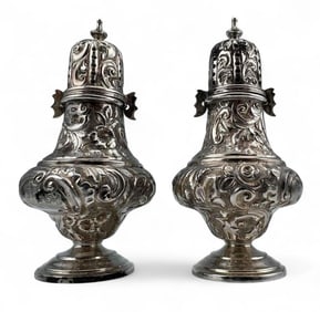 Antique Sterling Silver Repousse Sugar Shakers