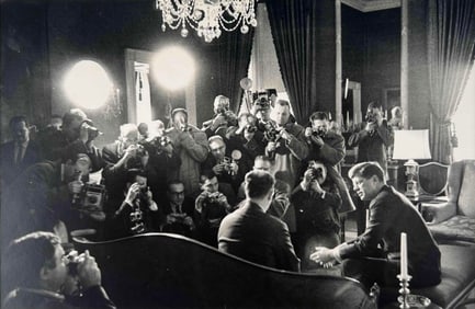 George Tames (American, 1919- 1994) Attrib., John F. Kennedy At Press Conference, Photograph