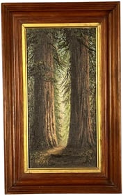 Alice Haigh Dixon (California, 1876-1956), Redwood Forest Trail, Oil On Board