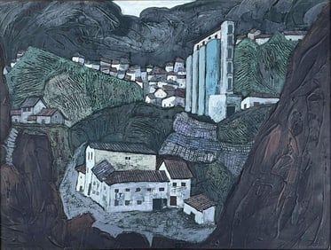 Attributed To Gilberto Almeida (Ecuador, 1928-2015), Cityscape, Oil On Board