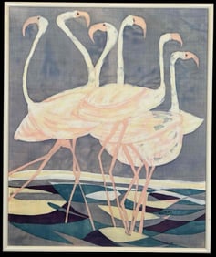 Joseph Ntensibe (Ugandan, b.1953), Flamingos, Batik