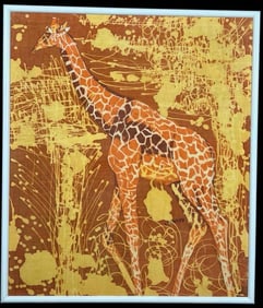 Joseph Ntensibe (Ugandan, b.1953), Giraffe, Batik.