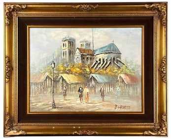 Caroline Burnett, Notre Dame, Parisian Street Scene, Oil On Canvas