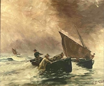 Early 20th Century Maritime Scene, Oil On Board