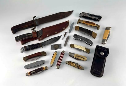 Collection Of Hunting & Pocket Knives, Including Schrade