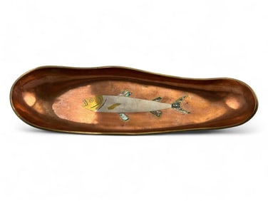 Mexican Abalone Inlaid Copper Fish Tray