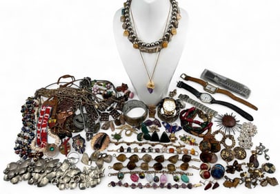 Lot Of Vintage Costume Jewelry & Watches