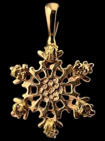 14K Gold Snowflake Pendant