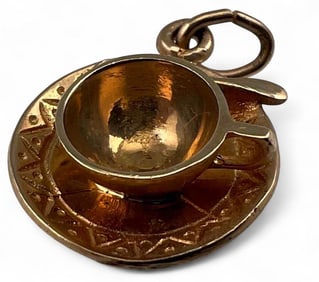 10K Gold Teacup & Saucer Charm