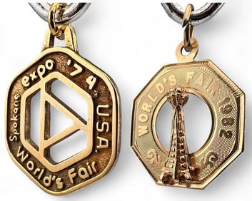 Two 14K World's Fair Charms