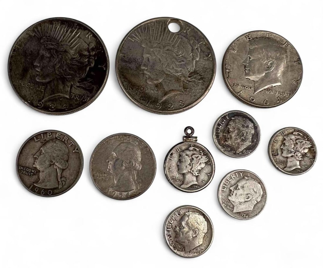 Grouping Of U.S. Silver Coins, Including Peace Silver Dollars (1 of 3)