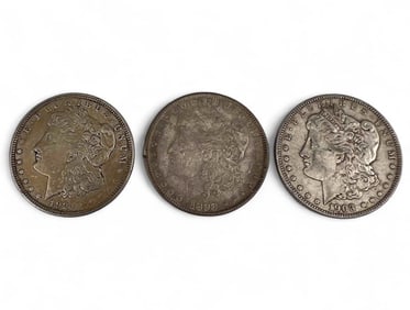 Three U.S. Morgan Silver Dollar Coins, 1898-1921