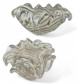 Two Murano Gold Fleck Art Glass Bowls