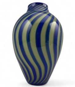 Contemporary Striped Art Glass Vase