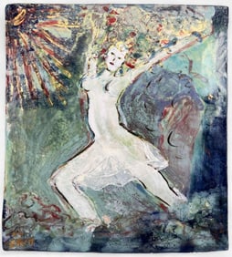 Marianne de Hatten Groh ( French-American, 1935-2025), Painted Terra Cotta Tile
