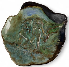 Marianne de Hatten Groh ( French-American, 1935-2025), Figural Ceramic Bowl, Glazed Earthenware
