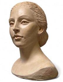 Marianne de Hatten Groh ( French-American, 1935-2025), Head Of A Goddess, Terra Cotta