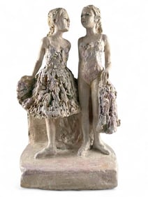 Marianne de Hatten Groh ( French-American, 1935-2025), Two Ballerinas, Terra Cotta