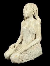 Marianne de Hatten Groh ( French-American, 1935-2025), Kneeling Girl, Terra Cotta With Glaze