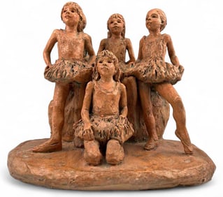 Marianne de Hatten Groh (French-American, 1935-2025), My Ballet Class, Terra Cotta