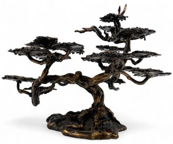 Mid Century Brutalist Bronze Cypress Tree