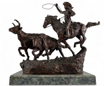 After C.M. Russell, The Roundup, Bronze