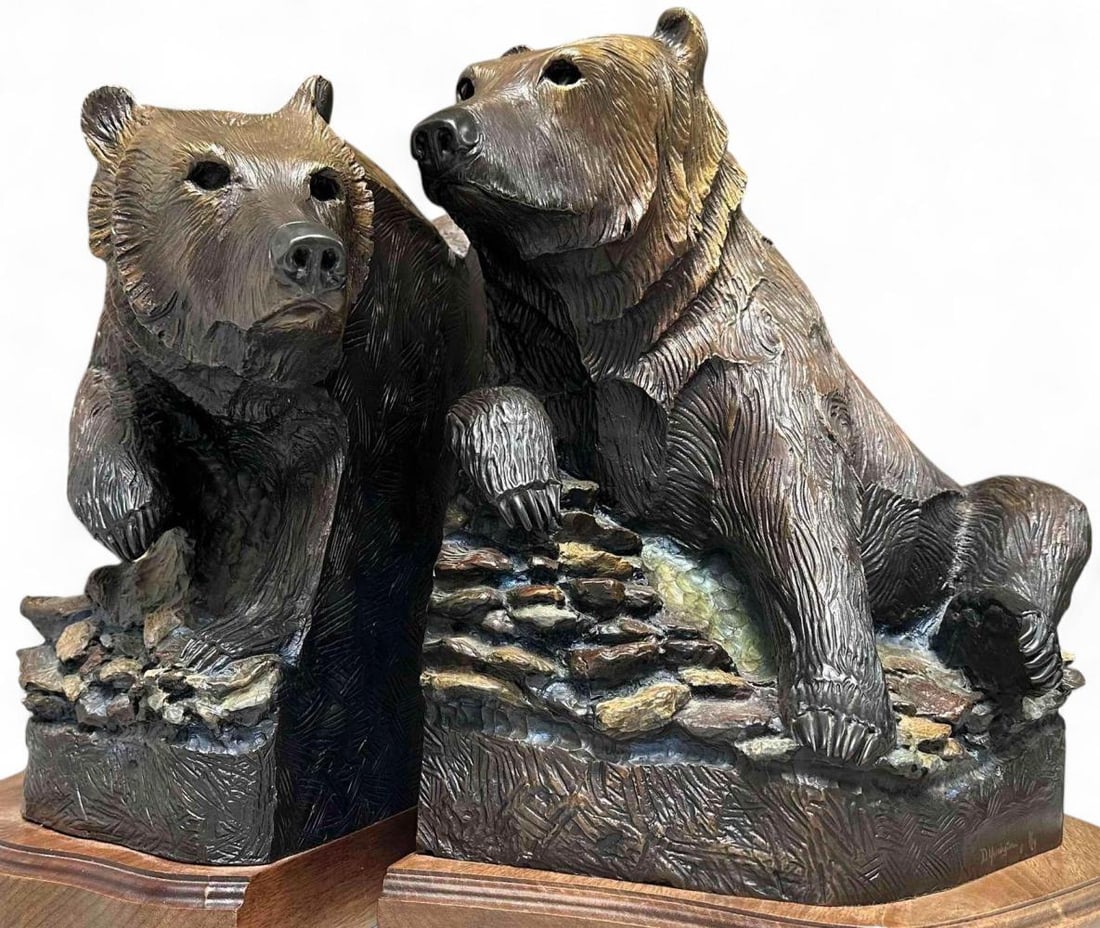 Dennis Harrington (Montana, Contemporary) "Ursa Major" Bronze Grizzly Bear Large Scale Book Ends (1 of 20)
