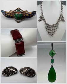 Grouping Of Art Deco Silver Jewelry