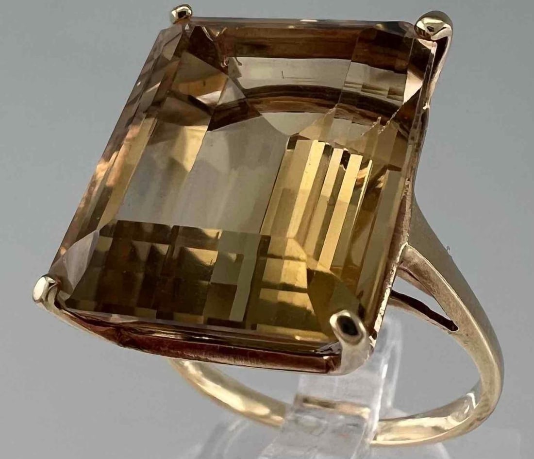 10K Emerald Cut Golden Topaz Ring (1 of 5)