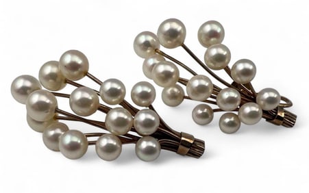 10K Pearl Cluster Earrings