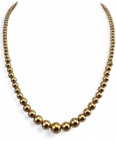 14K Yellow Gold Graduated Bead Necklace