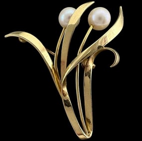 14K Pearl Brooch