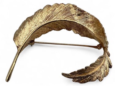 Mid Century 14K Feather Brooch