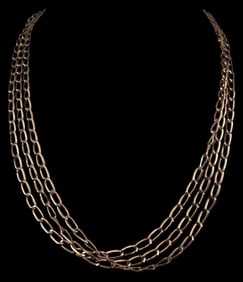 16K Three Strand Yellow Gold Necklace