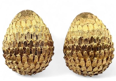 18K Yellow Gold Feather Earrings