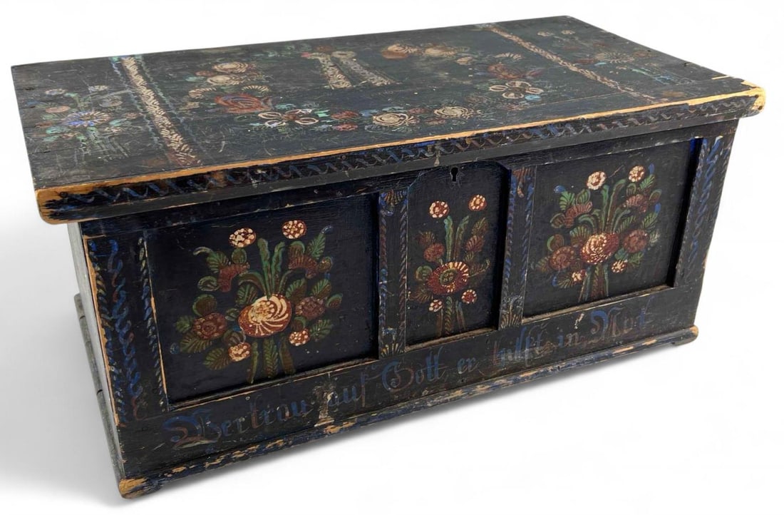 19th Century Continental Paint Decorated Chest (1 of 15)