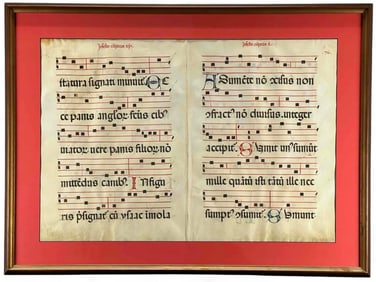 Two Antique Antiphonal Manuscript Pages