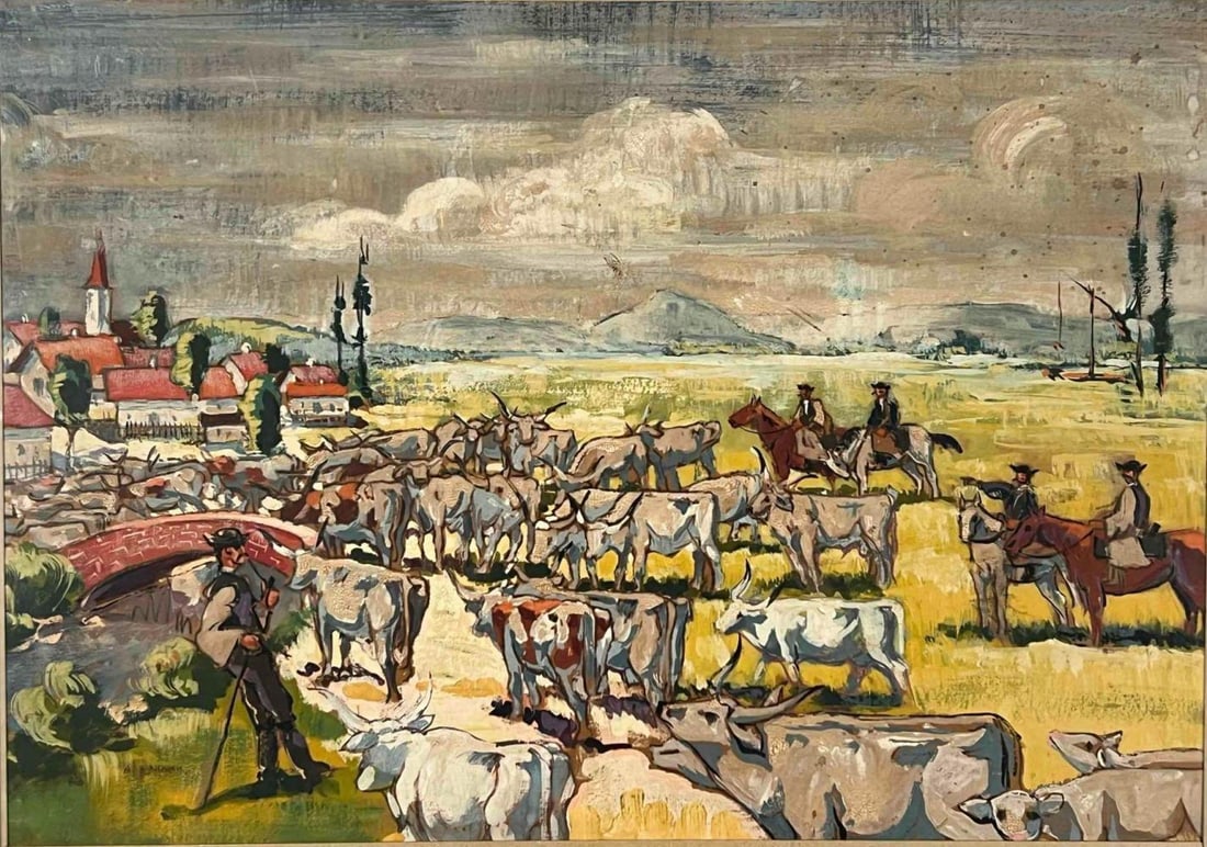 The Cattle Drive, 20th Century, Gouache On Paper (1 of 10)