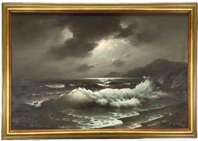 Eugene Garin (Ukrainian, 1922-1994), Seascape, Oil On Canvas