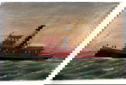 Interstate Tug Boat Portrait, Oil On Canvas