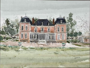 Georges Damin (French, b. 1942), Chateau, Work On Canvas