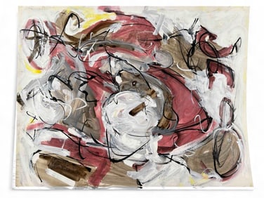 Judith Lindbloom (American, 1933-2016), The Maker Next To His Craft, Acrylic On Found Paper