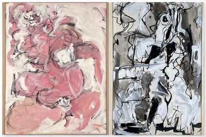 Judith Lindbloom (American, 1933-2016), Two Abstract Paintings, Acrylic On Paper