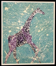 Joseph Ntensibe (Ugandan, b.1953), Running Giraffe, Batik