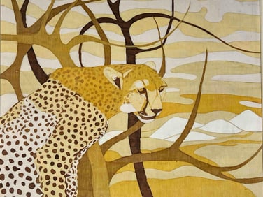 Joseph Ntensibe (Ugandan, b.1953), Running Giraffe, Batik