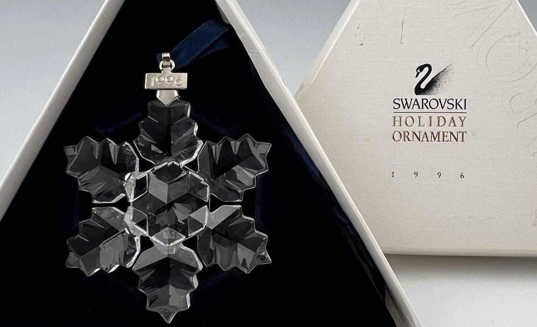 Swarovski Crystal Snowflake Ornament, 1996, With Original Box: Swarovski Crystal Snowflake Ornament, 1996, With Original Box.
