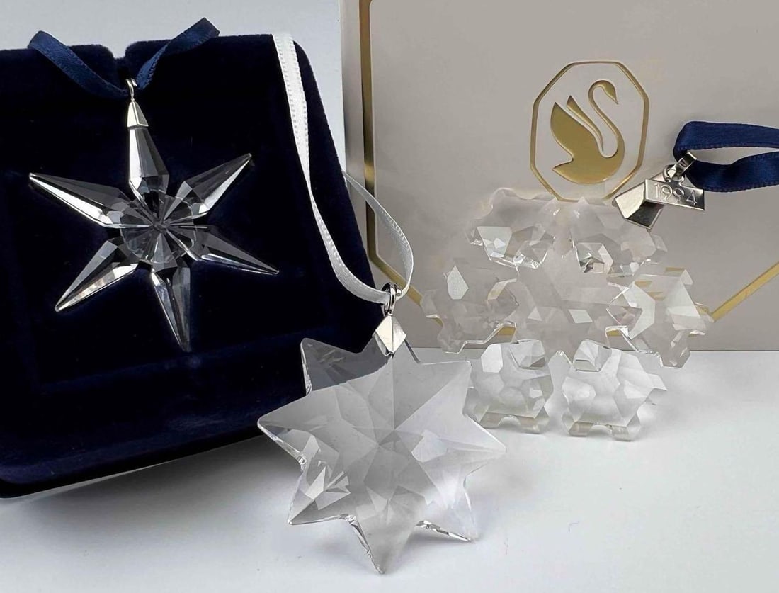Three Swarovski Crystal Star & Snowflake Ornaments (1 of 5)