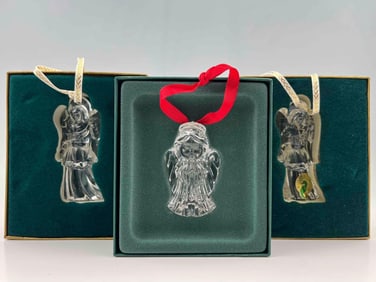 Three Waterford Crystal Angel Ornaments