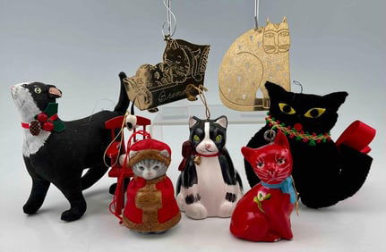 Lot Of Cat Christmas Ornaments